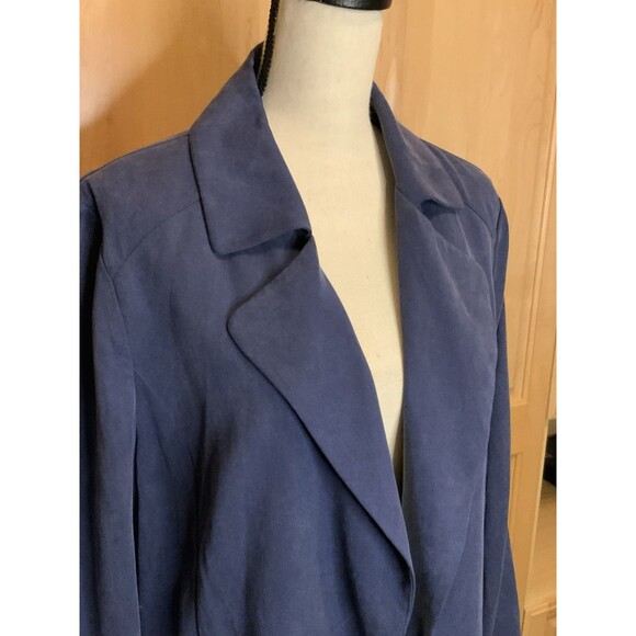 Chico's Women’s 2 US L Blue Drape Jacket, Soft Twill Lyocell Open Front Blazer - Picture 3 of 12